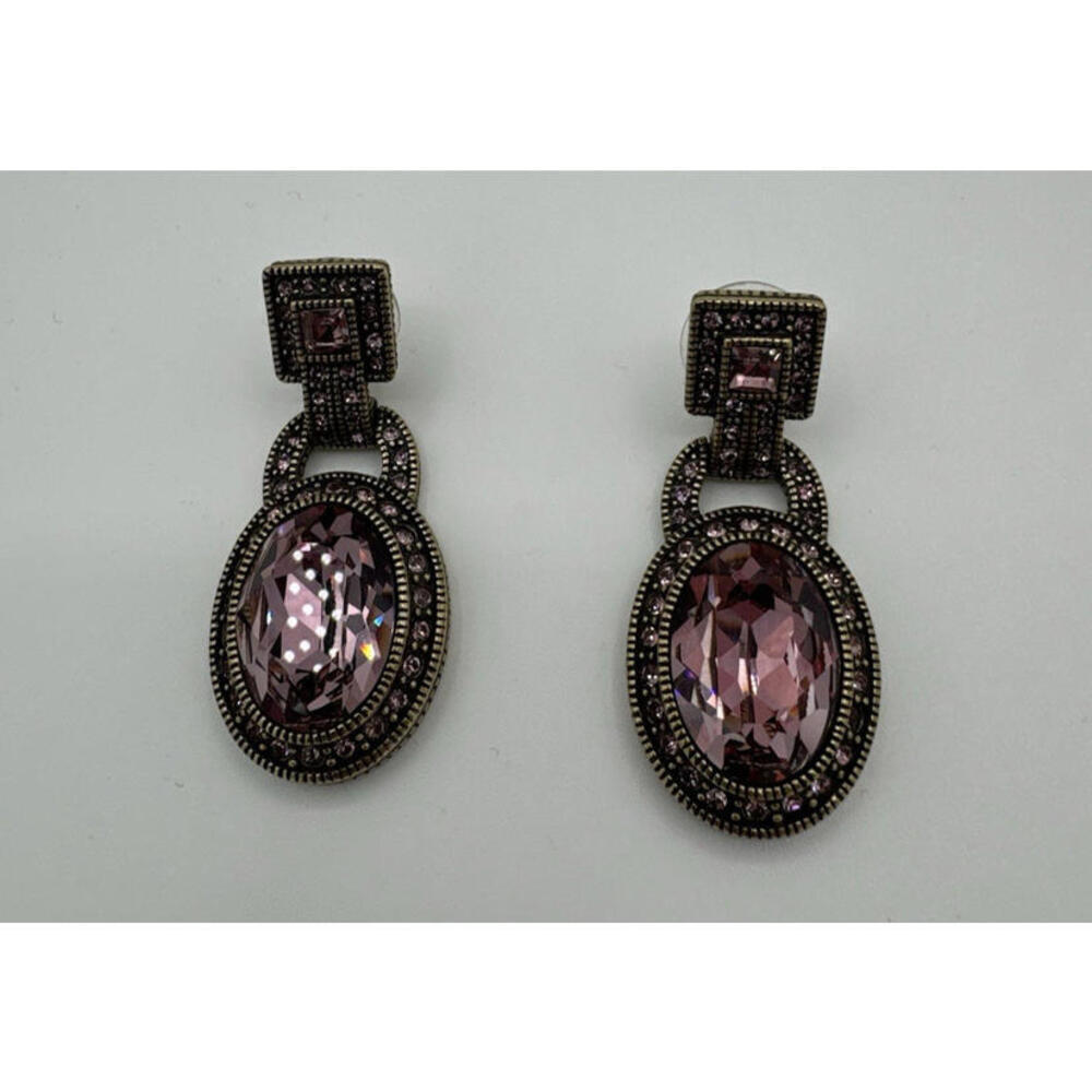 Heidi Daus Drop Gold Tone Pink Crystal Earrings